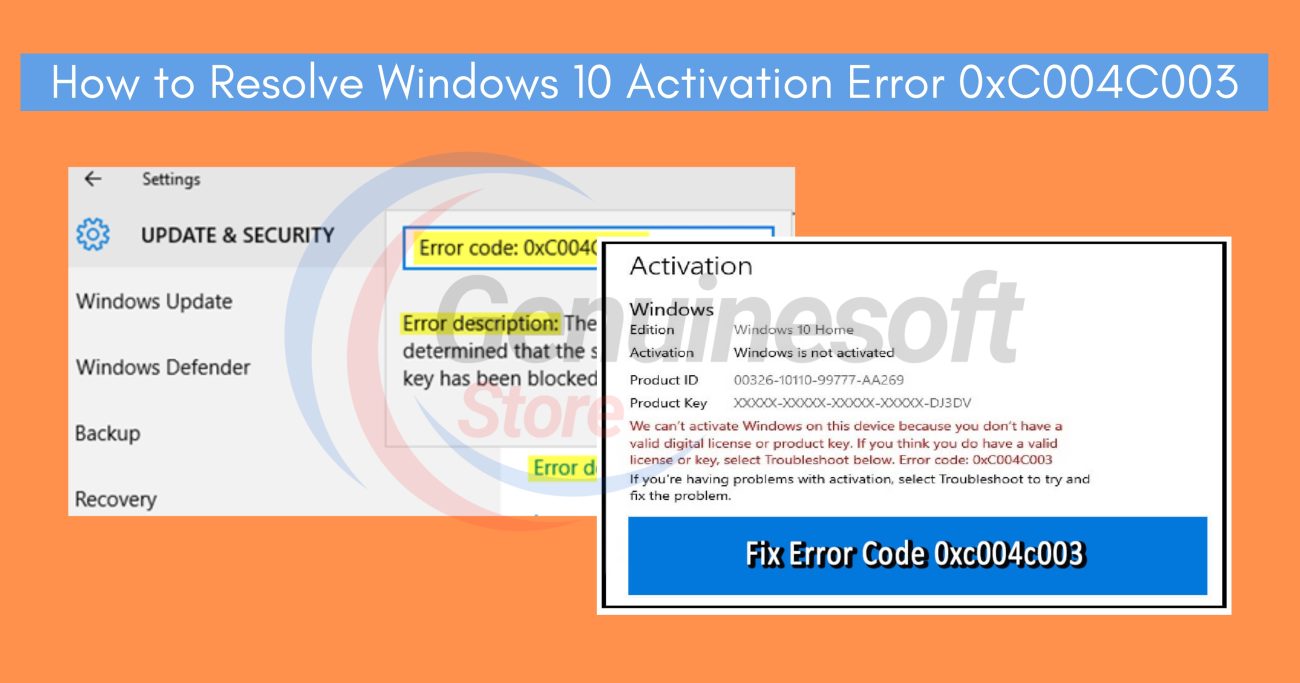 Windows 10 Activation Error 0xC004C003