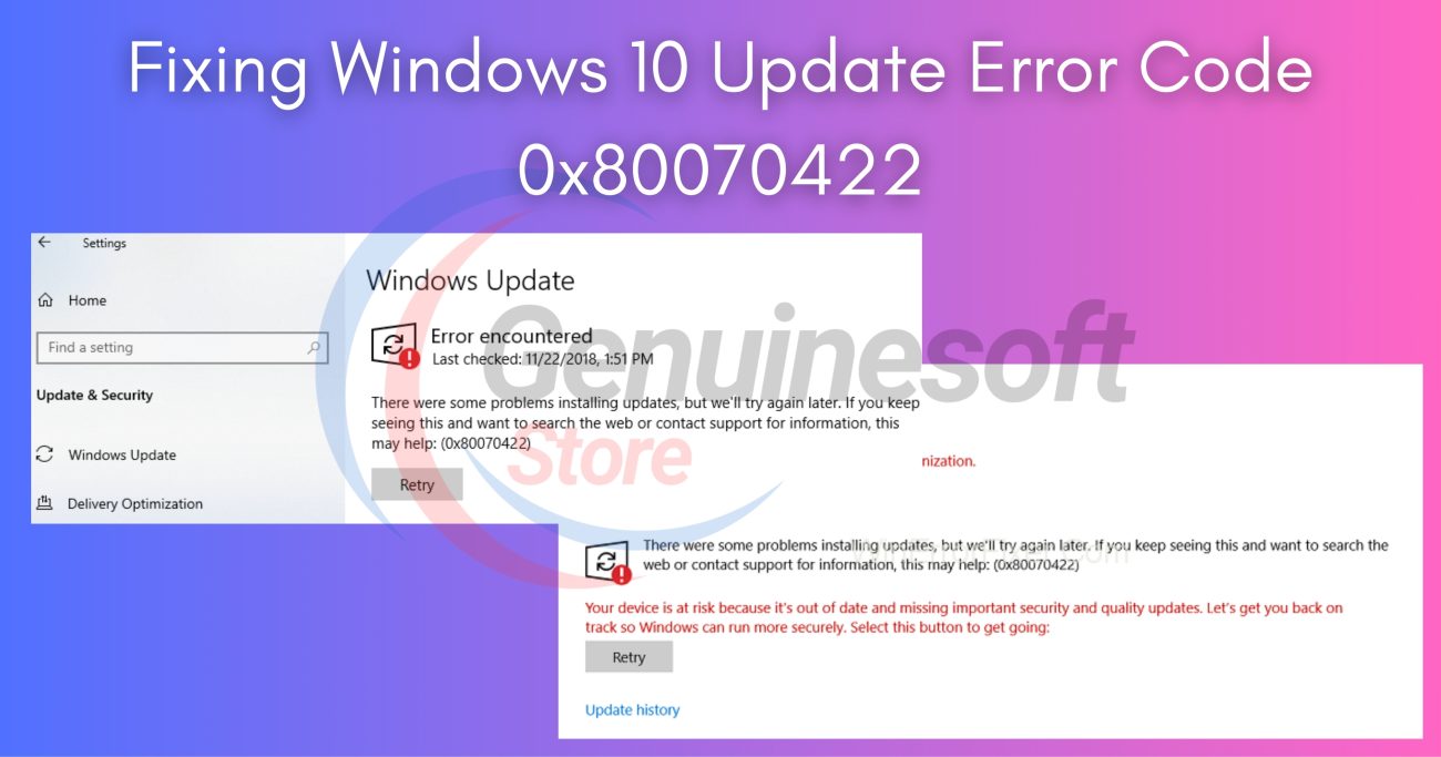 Fixing Windows 10 Update Error Code 0x80070422