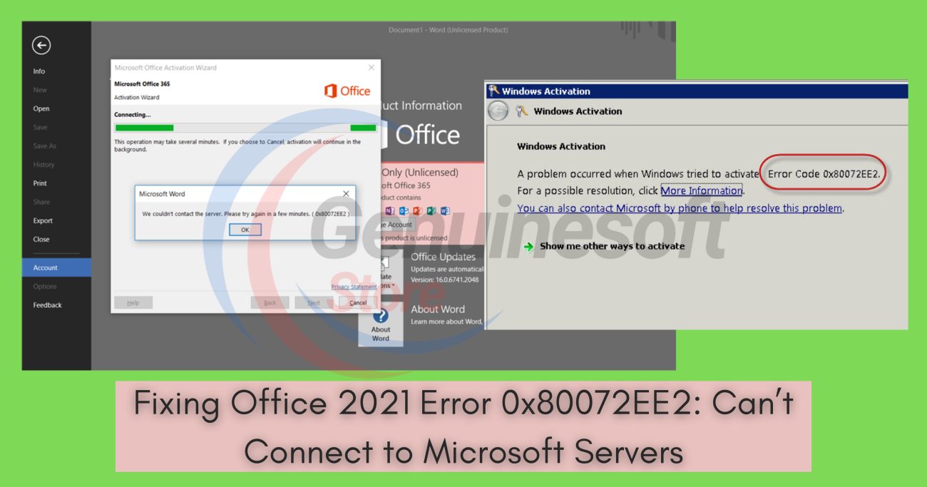 Fixing Office 2021 Error 0x80072EE2