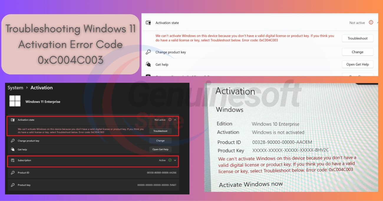 Windows 11 Activation Error Code 0xC004C003