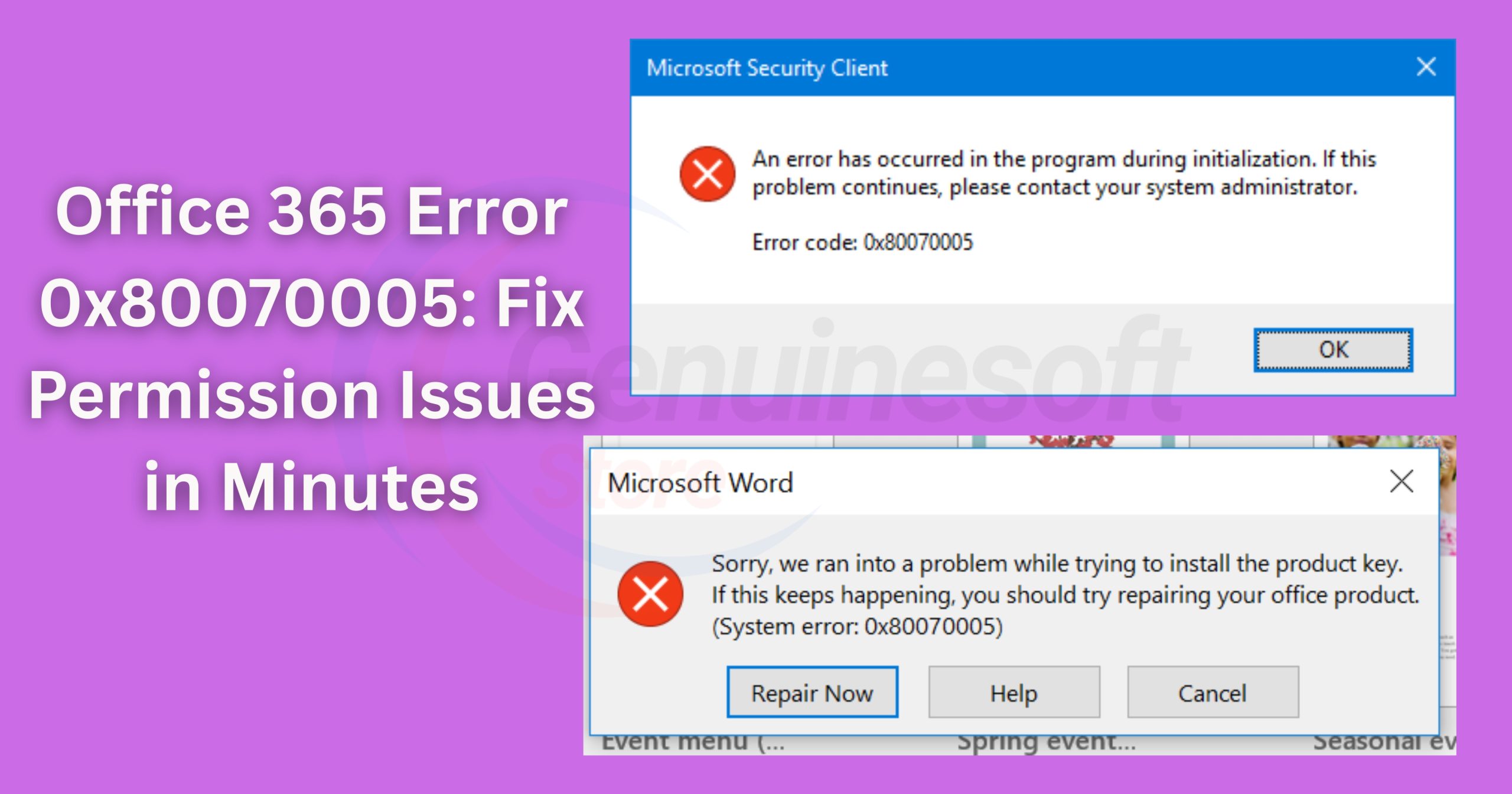 Office 365 Error 0x80070005